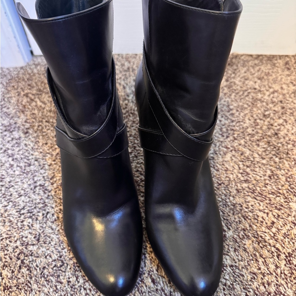 Christian Dior Black Ankle Leather Boots w Silver Buckle Size 40 - Picture 12 of 16